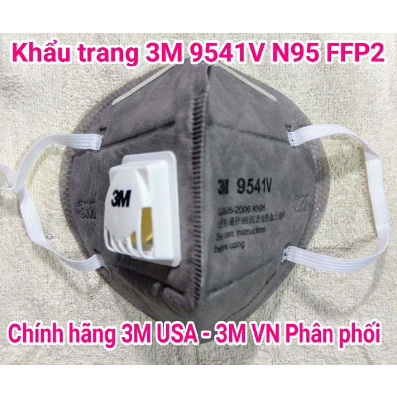 Khẩu trang 3M 9541V - 9542V chuẩn N95 FFP2 có van thở chính hãng Mỹ, 3M VN phân phối