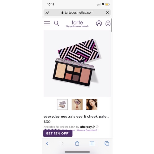 Bảng phấn trang điểm măt và má Tarte Everyday Neutrals Eye & Cheek Palette