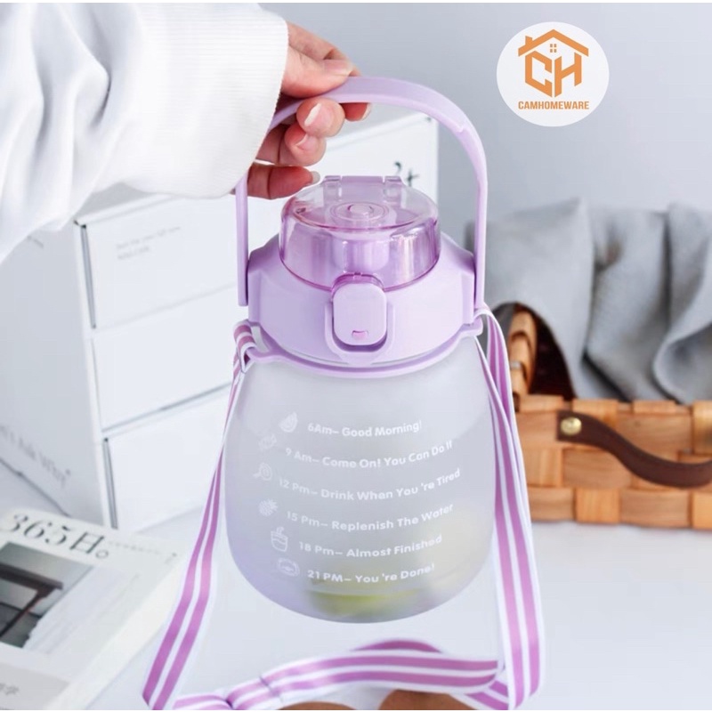 Bình Nước Bầu Có Ống Hút Kèm Dây Đeo Cực Tiện Lợi Dễ Thương Dung Tích 1300ml