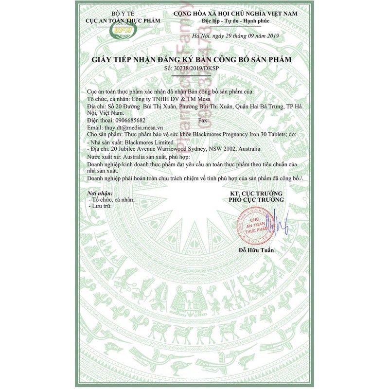 Viên sắt bầu Blackmores Pregnancy Iron 30 viên