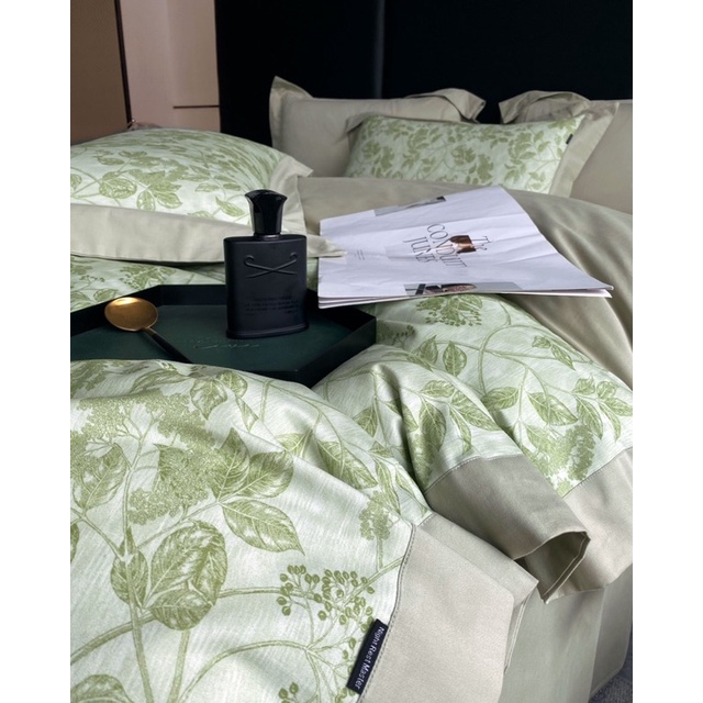 Bộ Chăn Ga Lụa sateen 100s in hoa Royal cao cấp đẹp tinh tế với sợi vải mềm mại hài hoà
