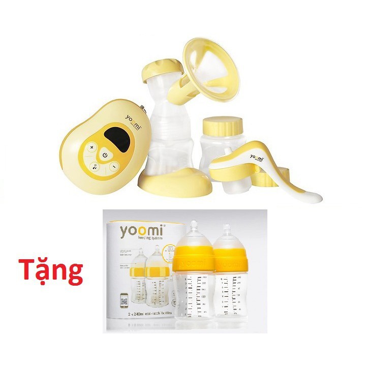 Máy hút sữa điện đơn 3 trong 1 Yoomi, tặng set 2 bình sữa Yoomi