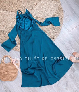 ( Ảnh thật) Đầm maxi đi biển lụa lưng trần - V0006