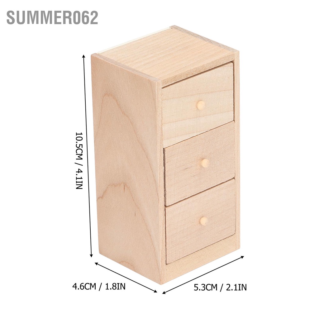 [Hàng Sẵn] Mô hình tủ mini có ngăn kéo 3 lớp Đồ đạc lưu trữ trong nhà búp bê cho tỷ lệ 1:12【Summer062】