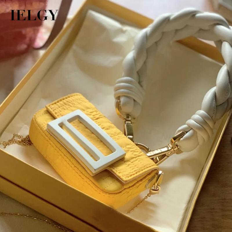 Túi đeo vai IELGY thiết kế dây bện màu tương phản thời trang dành cho nữ