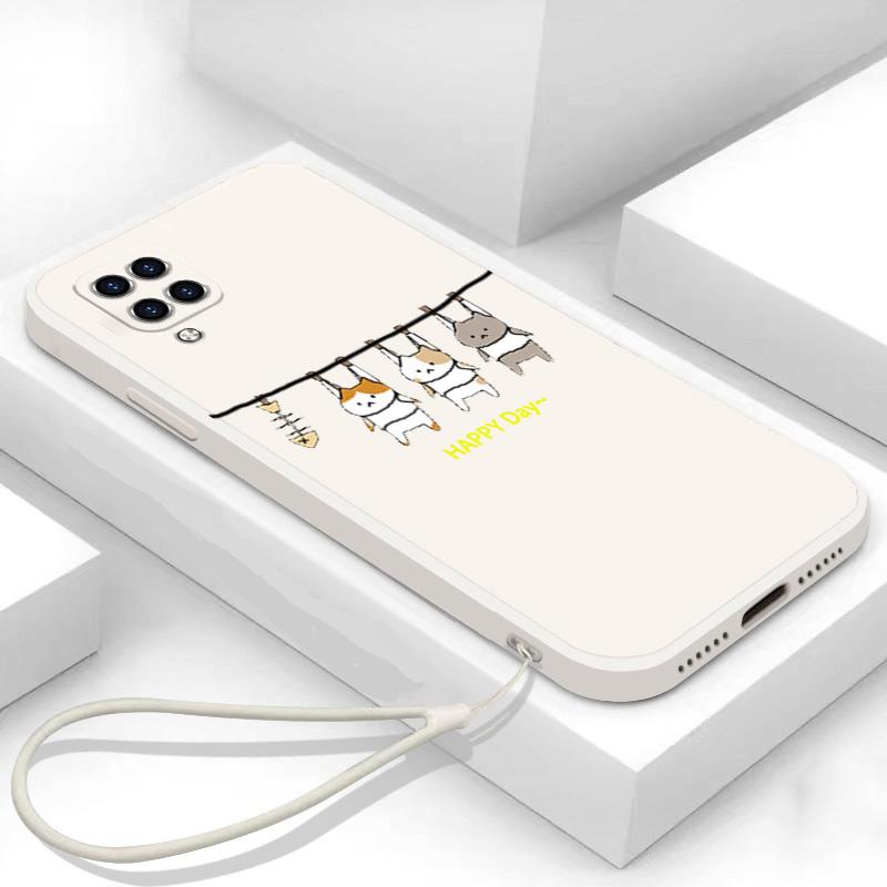 Ốp lưng samsung a12 samsung a22 4g Ốp Điện Thoại Silicon Mềm Mịn Thiết Kế Hình Mèo Cho samsung a12 samsung a22 4g LSMM01 viền vuông cute