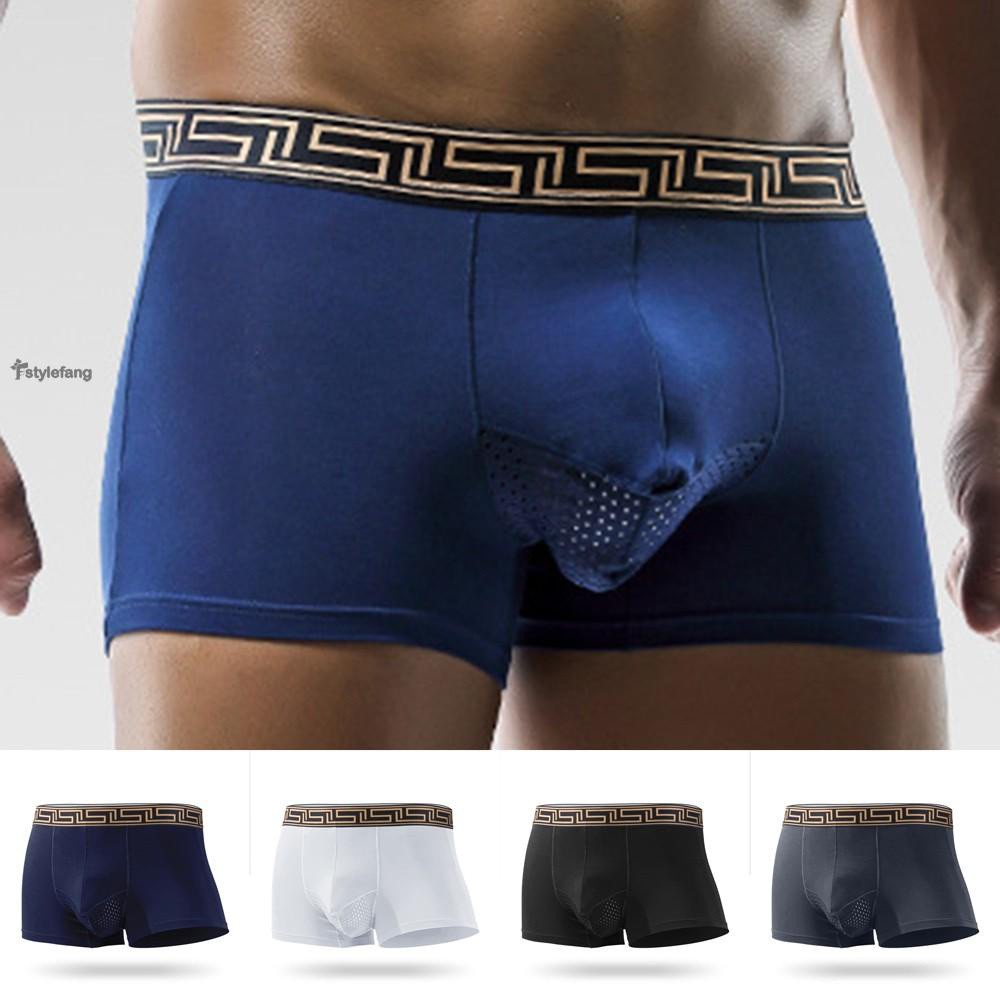 Quần Lót Boxer Màu Xanh Dương / Đen Size L-3Xl Chất Liệu Lụa Lạnh Dày Dặn Thời Trang Cho Nam