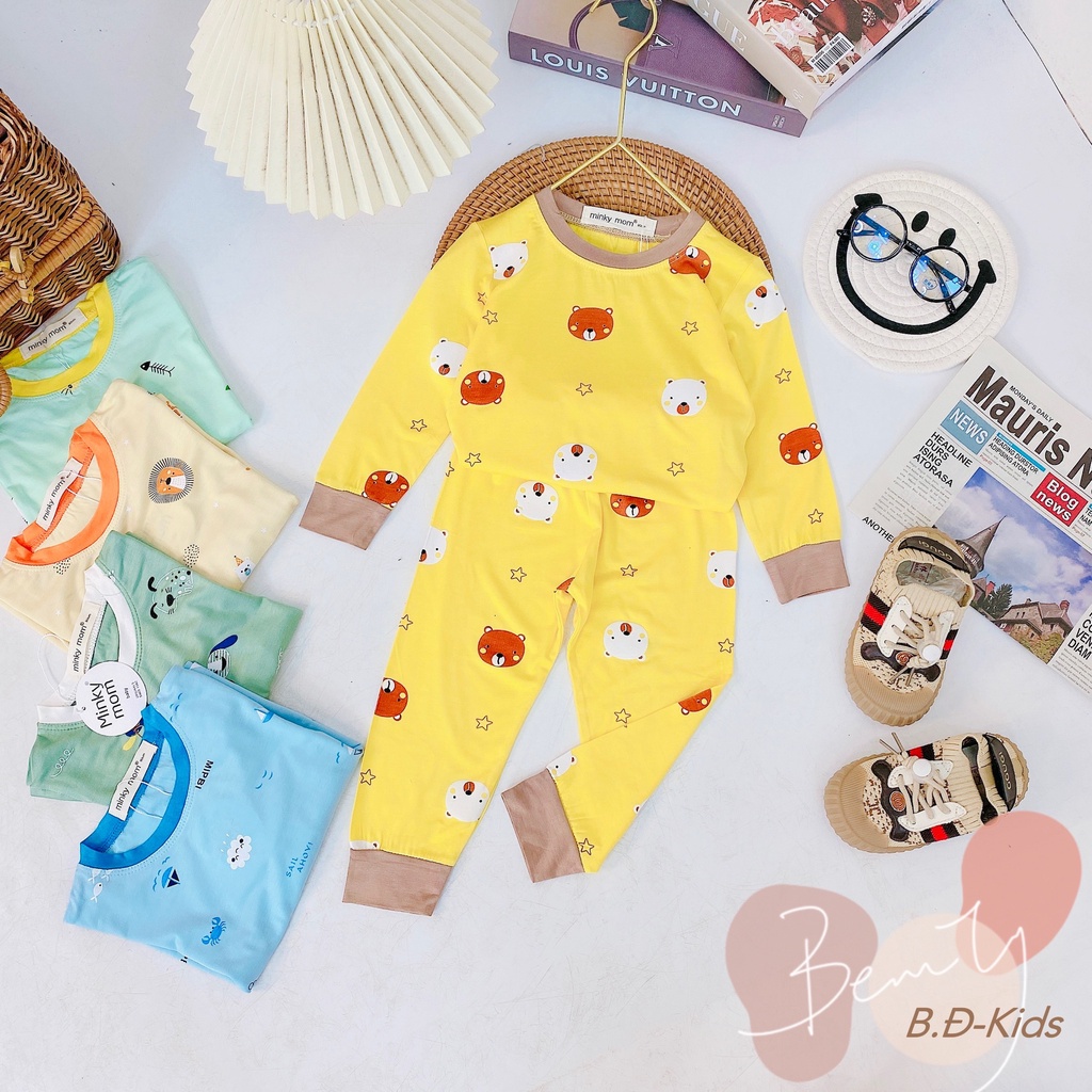 Bộ dài tay cho bé trai bé gái size đại 6-25kg, đồ bộ thun lạnh dài tay minky mom trẻ em mặc ngủ 1 2 3 4 5 tuổi BD006