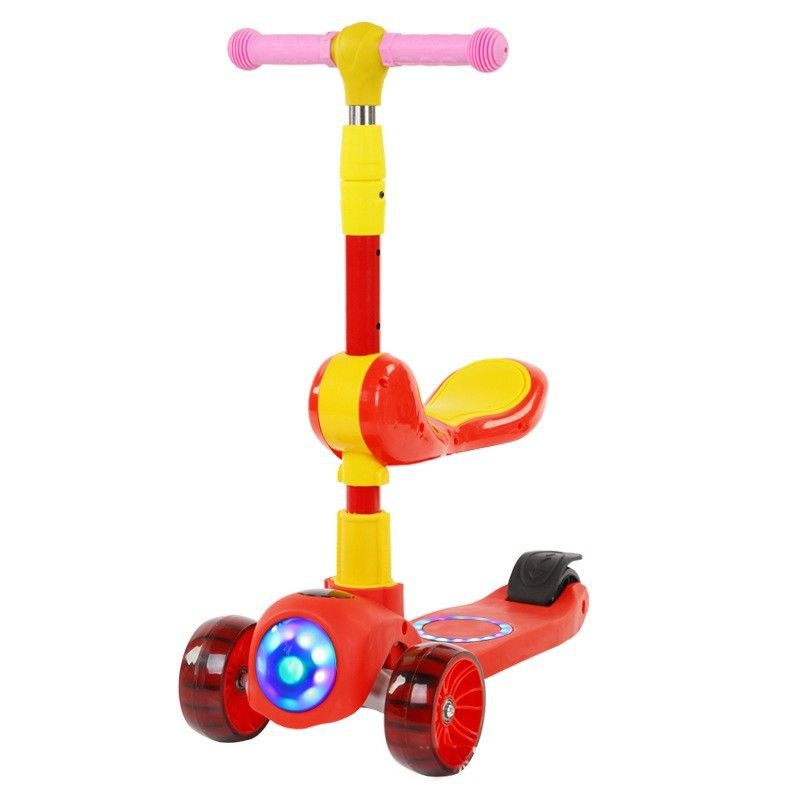 Xe trượt Scooter, có ghế có nhạc phát sáng 2 in 1, chịu lực 70kg, chất liệu nhựa PVC cao cấp bền bì an toàn cho bé