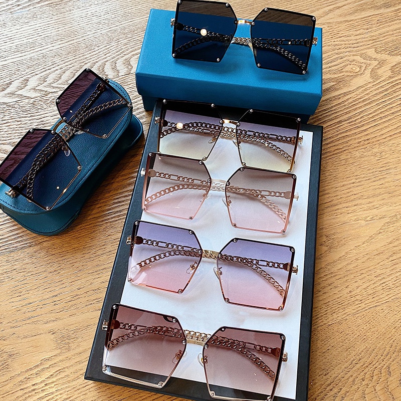 Kính Mát Gọng Vuông Không Viền Phong Cách Vintage Thời Trang Cho Nữ