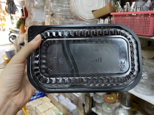 50 cái hộp nhựa đựng salad thức ăn HT17 loại 1 ngăn hoặc 2 ngăn