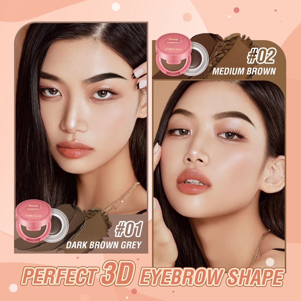 Kem kẻ lông mày Pinkflash hiệu ứng 2 trong 1 dạng gel bột không thấm nước chống lem lâu trôi đa công dụng 50g