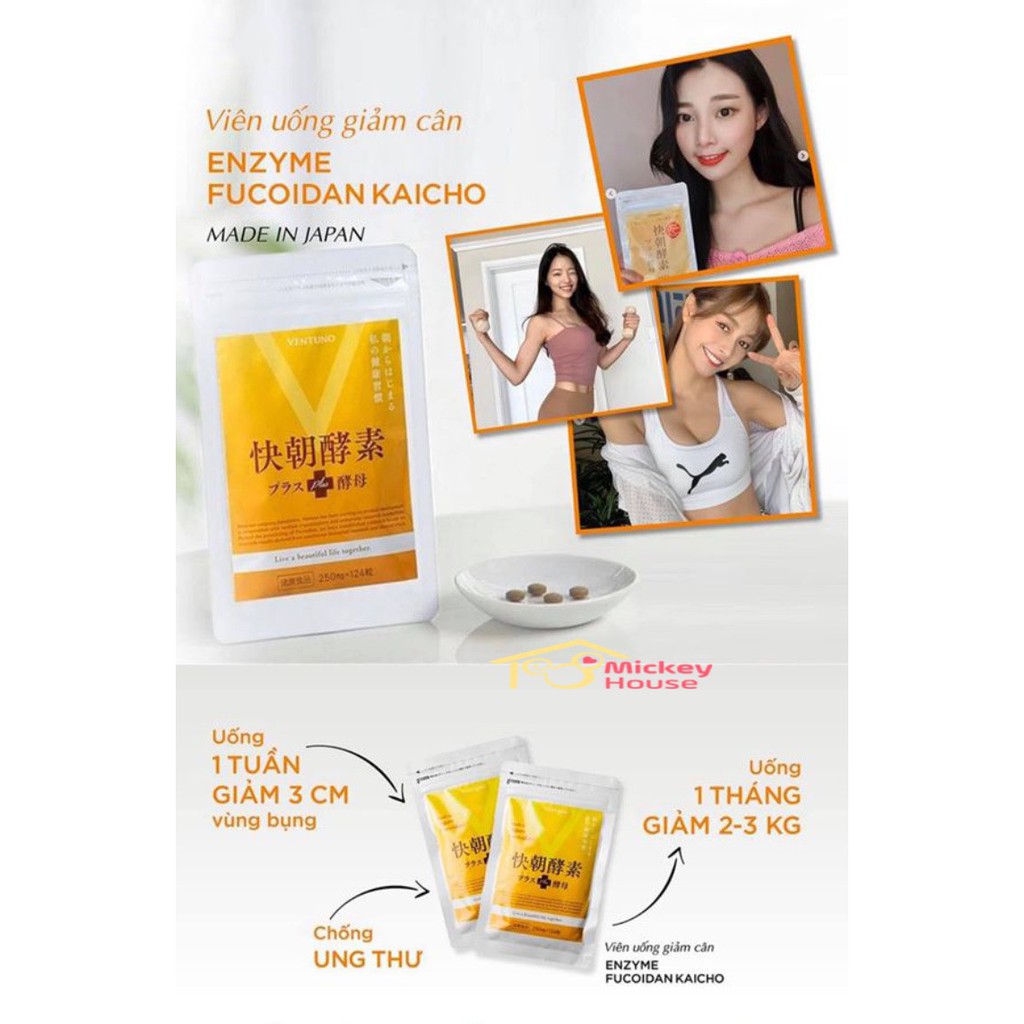 Viên uống detox giảm cân giữ dáng Enzyme Fucoidan Kaicho Nhật Bản 24 viên