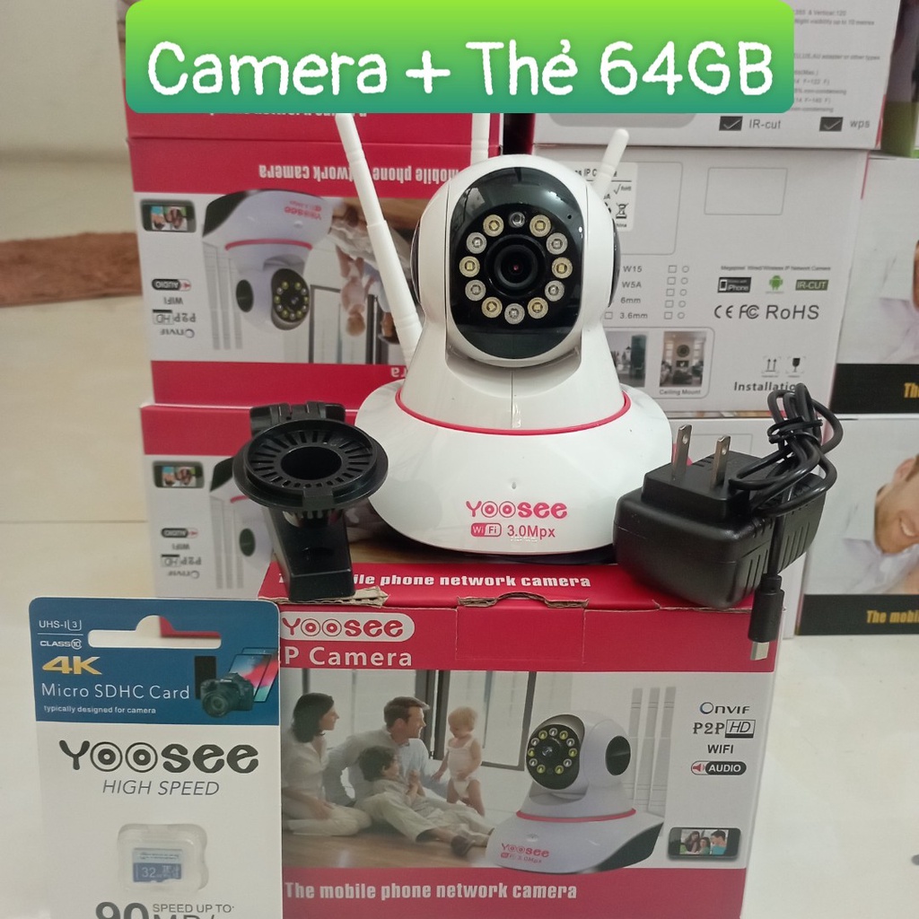 Camera wifi yoosee 3 râu ban đêm có màu 1080p, Báo động chống trộm, đàm thoại 2 chiệu, fullbox