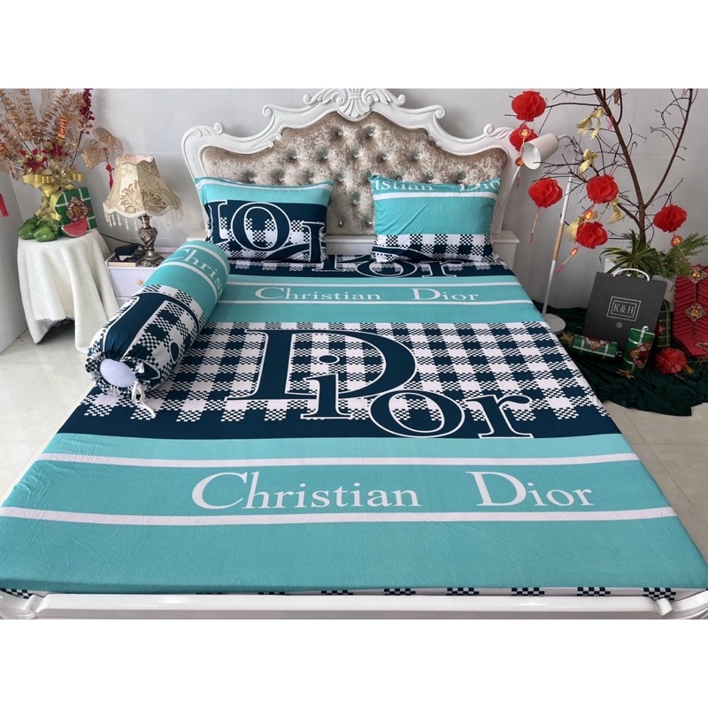 Bộ drap thun hàn quốc hoạ tiết thương hiêu sang chảnh