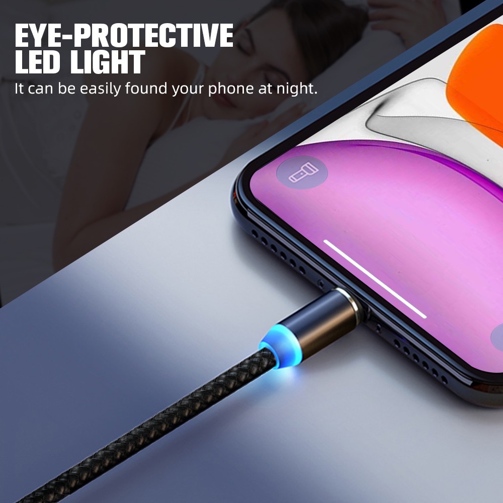 Cáp Sạc Điện Thoại Nam Châm 3 Đầu, Dùng Cho Cả Iphone, Android, Xoay 360 Độ Chống Rối, Chống Đứt ( 1 Dây 3 Đầu Sạc )