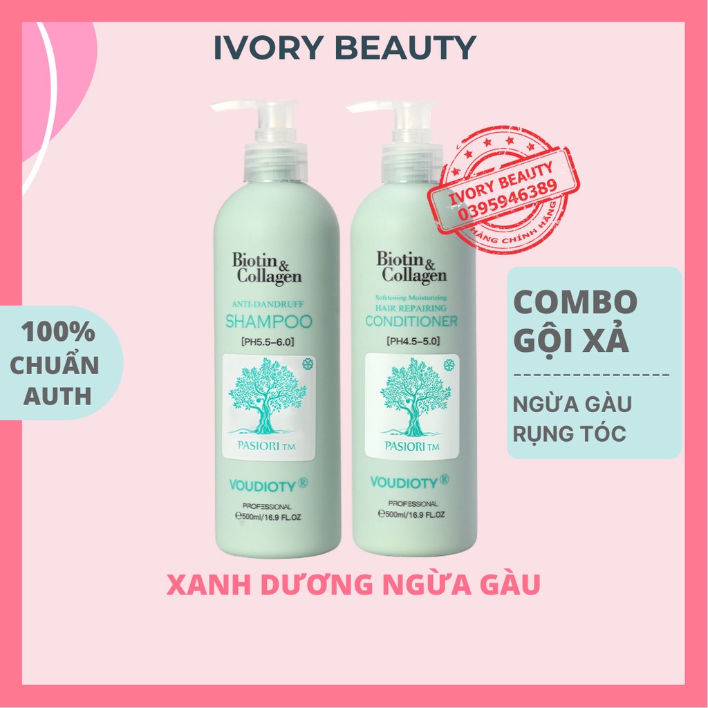 Combo Dầu Gội, Dầu Xả BIOTIN COLLAGEN Ngừa gàu với Công Nghệ Tái Kết Nối Giúp ngăn gãy rụng tóc 500ml, 1000ml