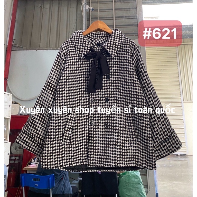 Áo khoác dạ kẻ nơ cổ (Ảnh thật) | BigBuy360 - bigbuy360.vn
