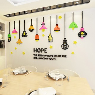 Tranh dán tường đèn tường nhiều màu chất liệu mica trang trí phòng khách