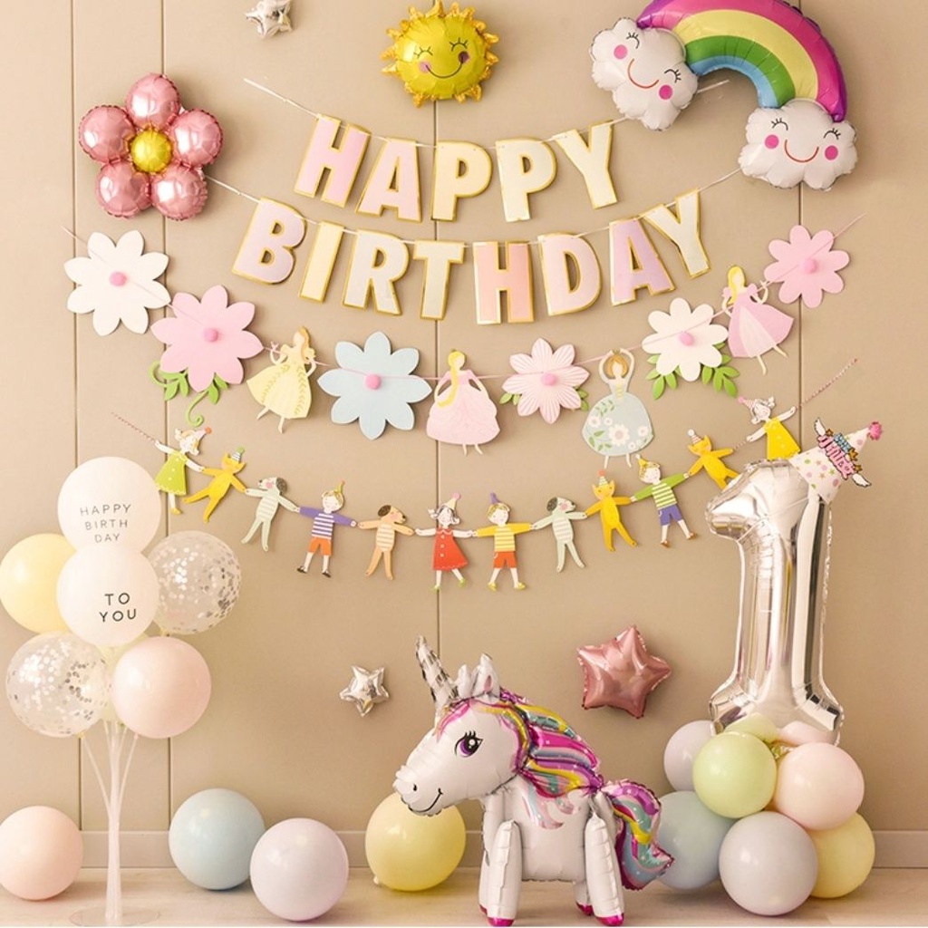 Bong Bóng Trang Trí Tiệc Sinh Nhật Bé Gái One 1 Tuổi