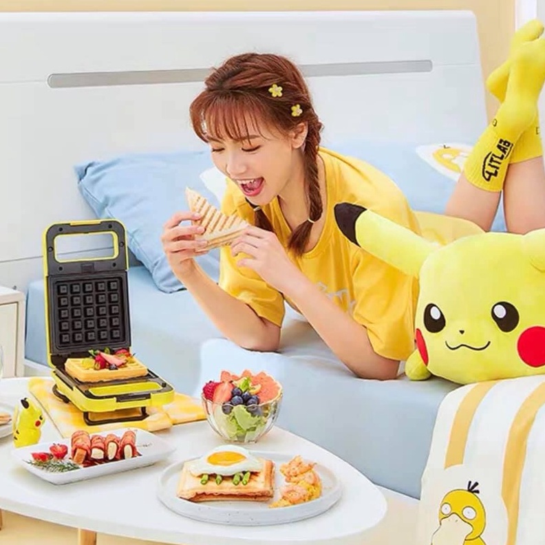 Máy Làm Bánh - Kẹp Bánh - Nương Chiên Xào Pikachu - Tặng kèm 4 vỉ nướng - HÀNG CÓ SẴN