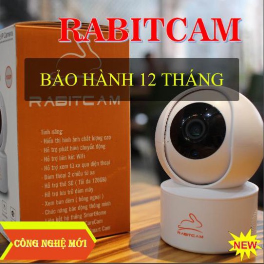 free ship Camera Wifi 360 Độ RABITCAM 2.0 Mpx full HD1080 (Kèm Thẻ 32G Lưu Trữ 15 Ngày) Chuẩn Nén H265+ Đàm Thoại 2 Chiề