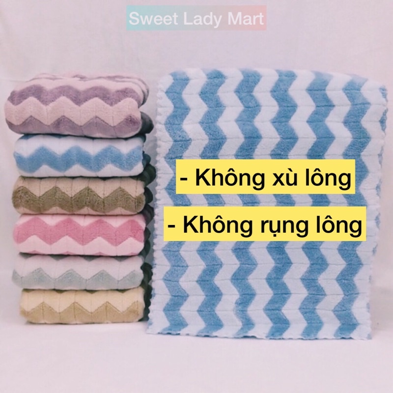 Khăn Tắm Lông Cừu Kẻ Sọc 140cm x 70cm 300g