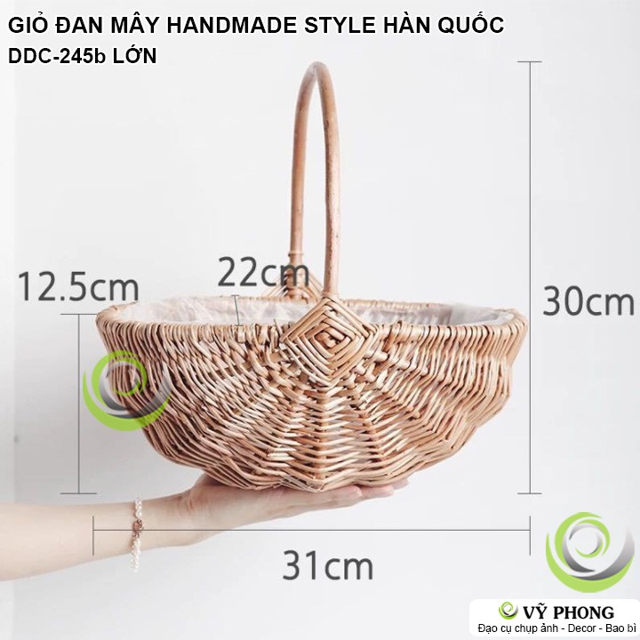 GIỎ XÁCH ĐAN MÂY TÚI XÁCH HANDMADE TỰ NHIÊN PHONG CÁCH HÀN QUỐC ĐI PICNIC ĐẠO CỤ CHỤP ẢNH SẢN PHẨM INS DDC-245