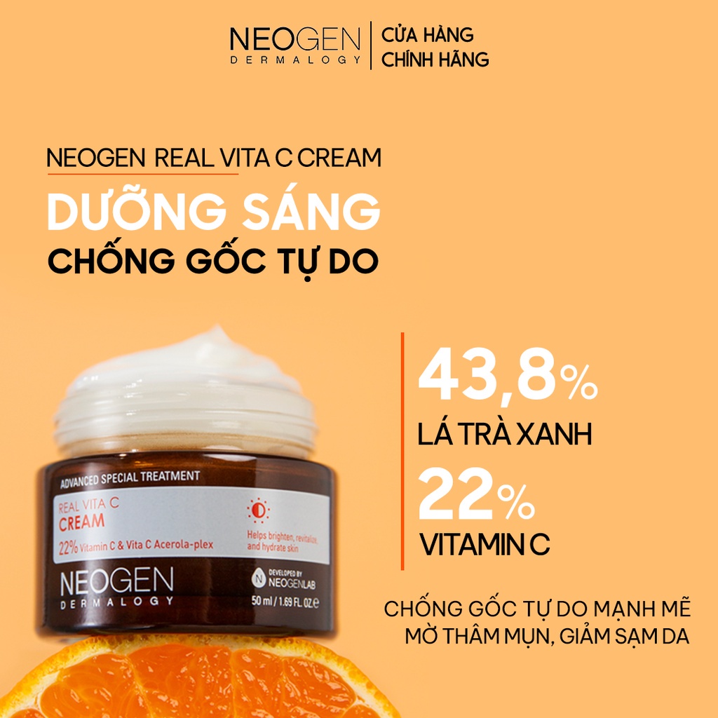 Combo Tinh Chất và Kem Dưỡng Vitamin C Giảm Thâm Dưỡng Sáng Da Neogen Real Vita C (Serum 32g + Cream 50ml)