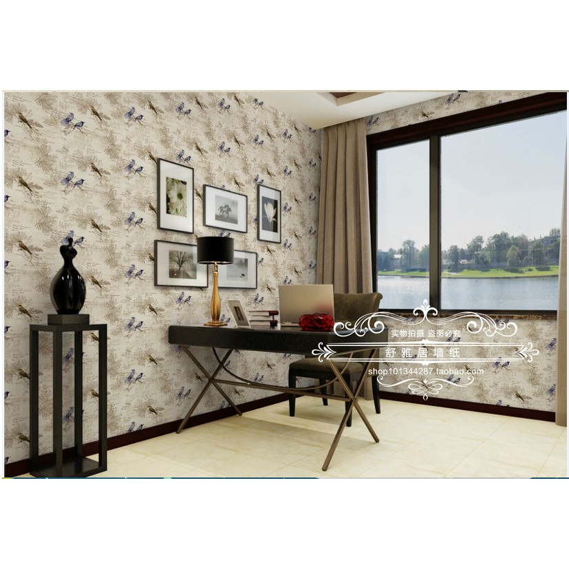 Decal giấy dán tường chim thư pháp