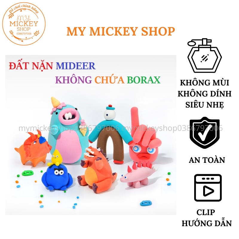 Đồ chơi Mideer đất sét nặn nhẹ an toàn bột nặn không dính bé chơi thông minh Mideer Borax Free Clay 36 màu
