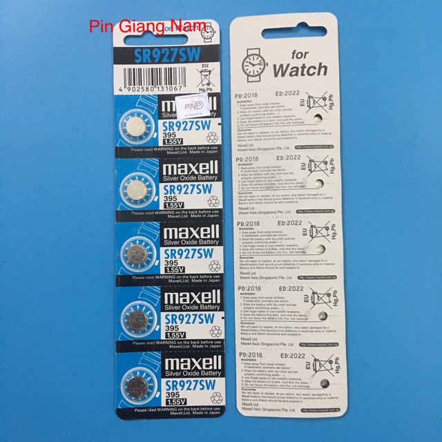 Pin đồng hồ SR927SW / Pin SR927SW 395 Maxell 1.55V vỉ 5 viên