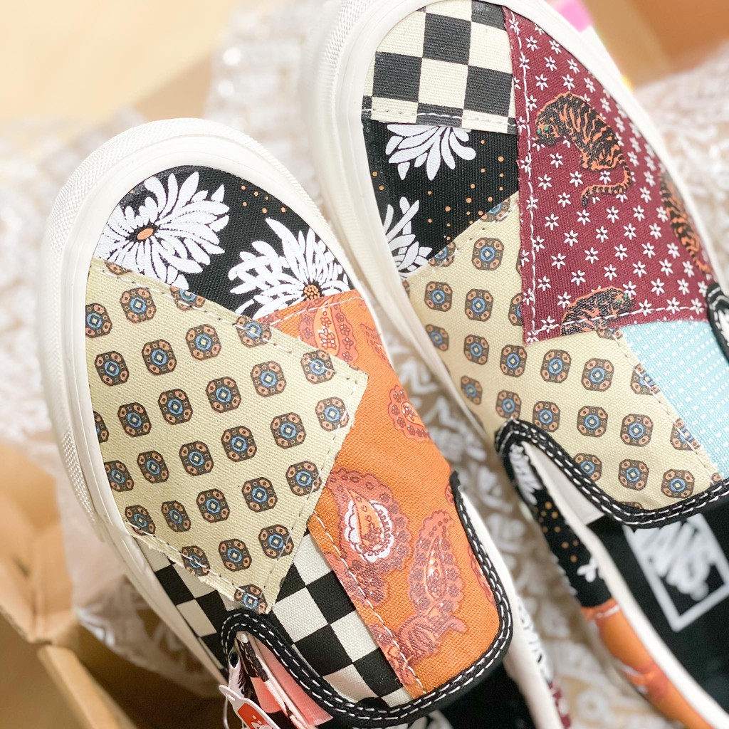 Giày Sneaker [REAL] Vans-Slipon-Patchwork