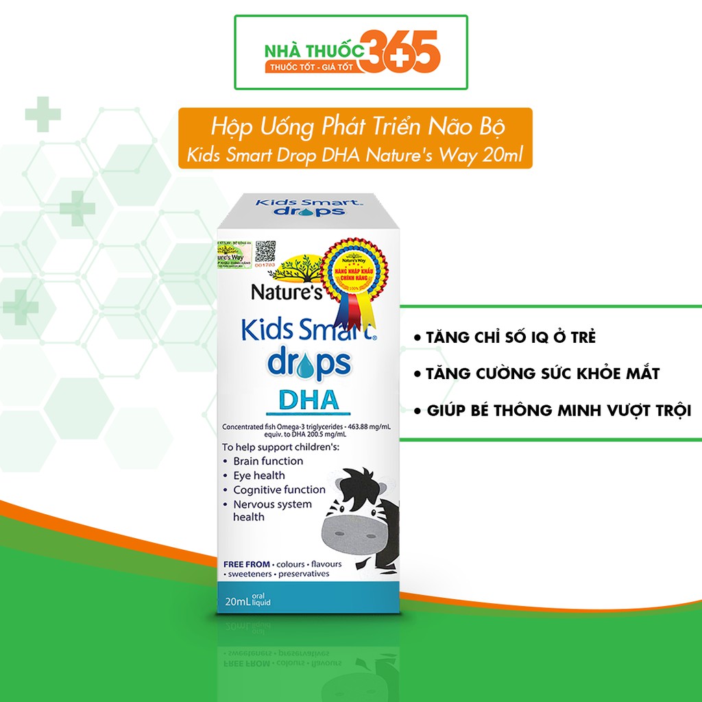 DHA Nature's Way Kids Smart Drops DHA Dạng Giọt Giúp Tăng IQ, Phát Triển Não Bộ Cho Bé 20ml