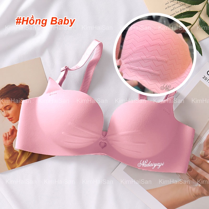 Áo lót không gọng su non đúc Miu Nữ đệm bàn tay 2cm xịn mịn