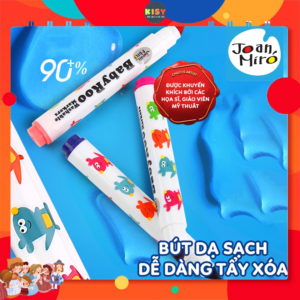 [DỄ RỬA] Bút Dạ Washable Marker- CHÍNH HÃNG Joan Miro dễ dàng tẩy xóa tiêu chuẩn Châu Âu Cho Bé 3+