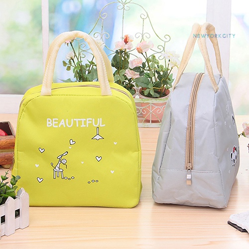 Túi Giữ Nhiệt Đựng Hộp Cơm Trưa In Họa Tiết Hoạt Hình Dễ Thương Nhỏ Gọn Tiện Dụng