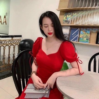 Đầm cổ u cột nơ tay bigsize