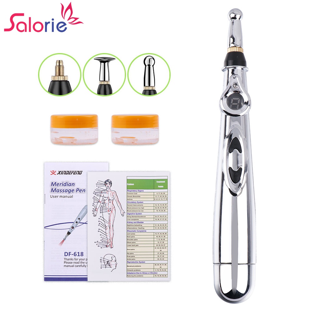 Bút mát xa châm cứu điện tử Salorie P00107 liệu pháp năng lượng laser xung điện giảm đau cho mặt/cơ thể 3 trong 1