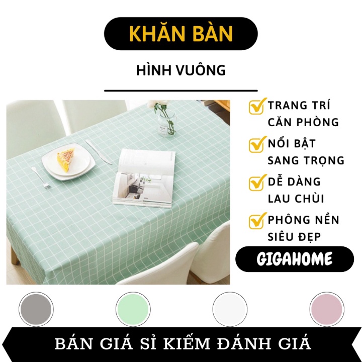 Khăn Trải Bàn GIGAHOME Khăn Trải Bàn Kẻ Caro, Nhựa PVC Chống Thấm Nước, Trang Trí Bàn Ăn 9531