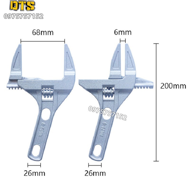 Mỏ lết vặn mở ống nước, bồn nước nhà vệ sinh, mỏ lết đa năng sửa chữa nhà tắm từ 6-68mm, hợp kim nhôm siêu nhẹ siêu cứng