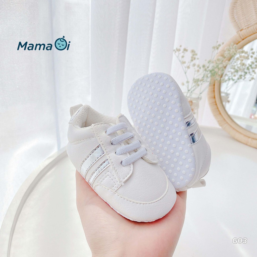 Giày bata cho bé giày tập đi thể thao màu trắng đế vải nhẹ chất da thời trắng cho bé của Mama Ơi - Thời trang cho bé