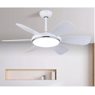   Loại I-BH 10 năm Quạt trần đèn trang trí 6 cánh trắng-Quạt đảo chiều 6 tốc độ siêu mát decor phòng khách-ngủ-bếp-spa 