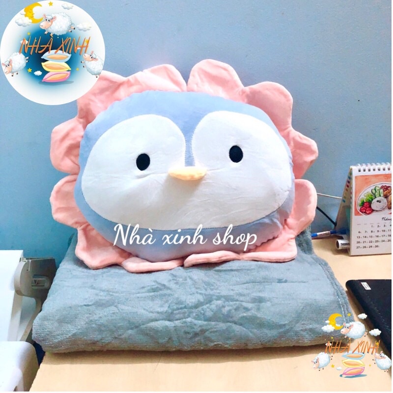 Bộ chăn gối văn phòng chăn lớn 1m6*2m Nhà Xinh Shop