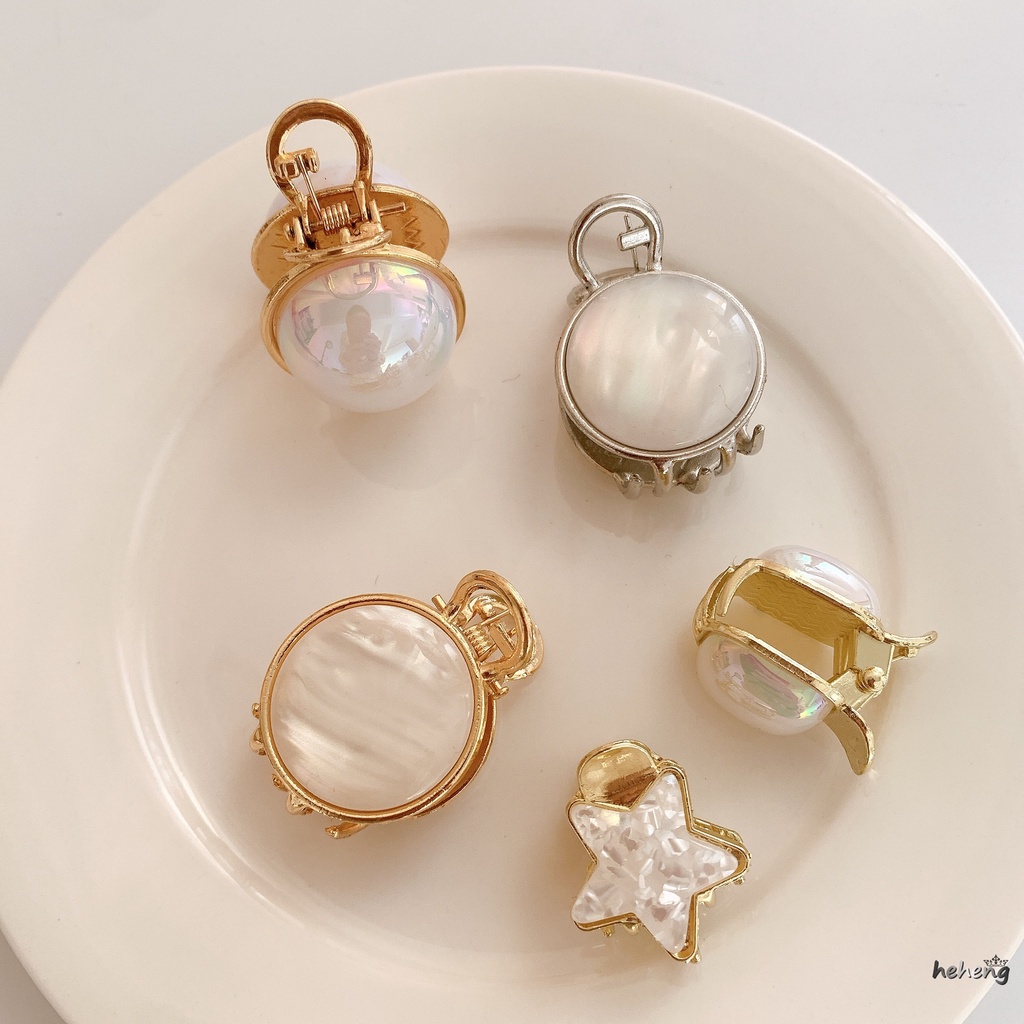 Kẹp Tóc Bán Nguyệt Bằng Hợp Kim Đính Ngọc Trai Cao Cấp Cho Nữ S fa zhua liu jia