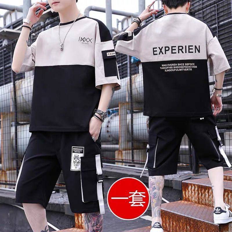 unisex  áo form rộng  Bộ quần áo thường phục Thanh niên Quần áo bảo hộ lao động thể thao Hàn Quốc