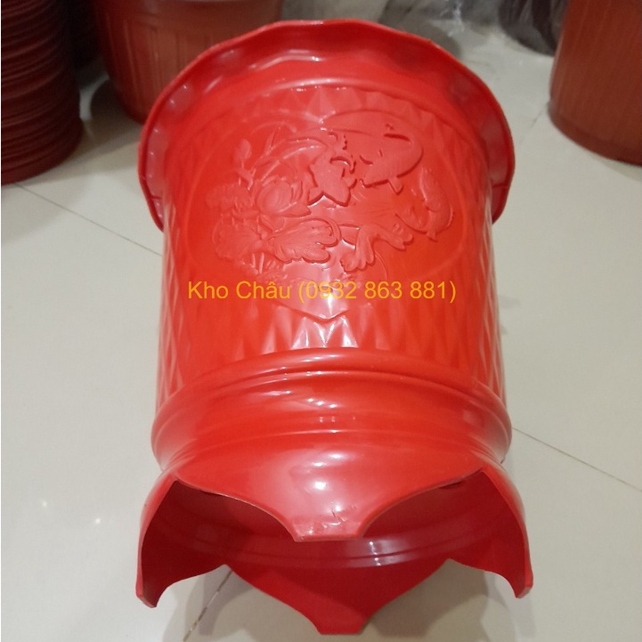 Chậu Nhựa Chân Cao, Chậu Tai Bèo Tròn Cao 3-4 Chân, Chậu trồng hoa trang trí (4 size)