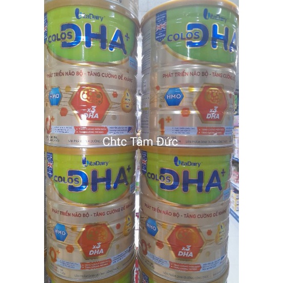 Lon Sữa ColosDHA 0+ và 1+ 800G Vitadairy.Tăng gấp 3 lần DHA giúp  PHÁT TRIỂN NÃO BỘ