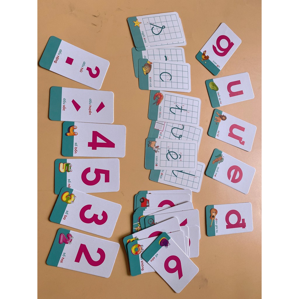 Bộ 42 Thẻ Học Flashcard Thông Minh Tổng Hợp Chữ Cái Và Số Đếm Cho Bé