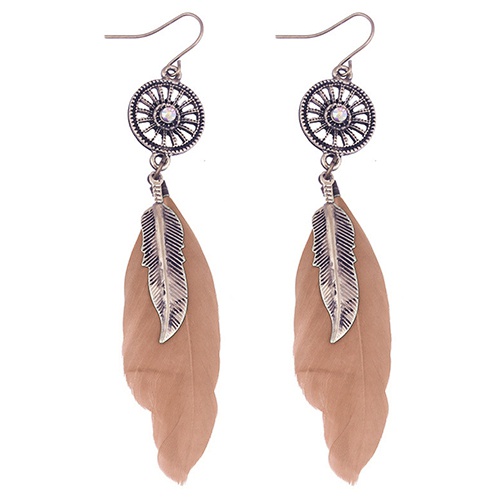 Cặp khuyên tai hợp kim lông vũ phong cách cổ điển cá tính dành cho nữ